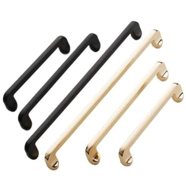 Imagem de CXYFQUUK Puxadores de armário dourados modernos e simples puxadores de porta de armário de cozinha puxadores de gaveta puxadores de móveis 2 peças (preto pérola 96 mm)