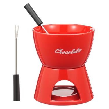 Imagem de ZFLYCANP Conjunto de copos de fondue de chocolate, caneca de derretimento doce de cerâmica panela de sobremesa, caneca quente de fondue de doces, reutilizável, presente atencioso para encontros