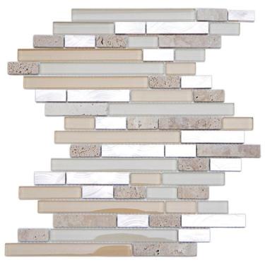 Imagem de Kit 1m² Pastilha de Vidro Marmore 30cm X 30cm Bege