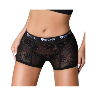 Imagem de Calcinha Feminina De Cintura Média Respirável Com Decoração De Letras 