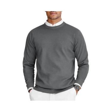 Imagem de Suéter Masculino Oversize De Gola Redonda, Manga Longa, Leve, Cor Sóli