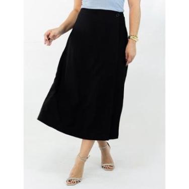 Imagem de Saia Feminina Midi Alfaiataria Viscose Evasê Transpassada Anticorpus-Feminino