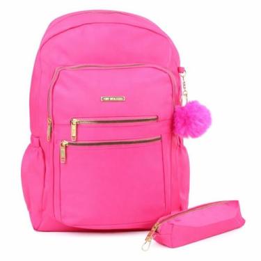 Imagem de Mochila Escolar Feminina Grande com Estojo Zíper Reforçado Ideal para 