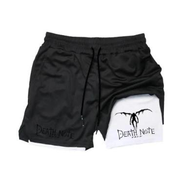 Imagem de Shorts Esportivos Masculinos Anime Death Note 2 Em 1 Para Fitness, Cor