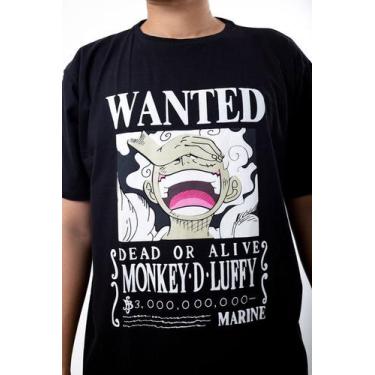 Imagem de Camiseta Wanted Monkey D Luffy Adulto - Glev Conceito, M, Preto