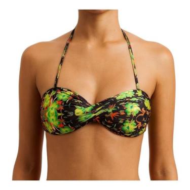 Imagem de Top De Biquíni sem alça Torcido Estampado Moda Praia - Corpo Dourado M