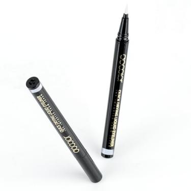 Imagem de docolor Delineador, 2 peças delineador líquido branco à prova d 'água lápis delineador de olhos super fino preciso o dia todo lápis de olho branco maquiagem profissional lápis delineador líquido para