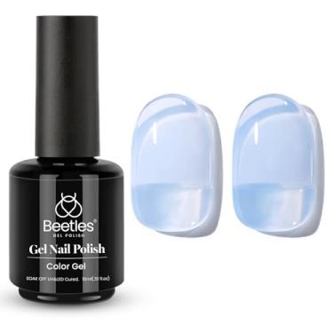Imagem de Esmalte de gel Beetles Blue Jelly, 1 peça de unhas de leite de mirtilo de 15 ml, transparente, neutro, translúcido, azul enevoado, gel polonês de imersão de verão, arte de unhas, salão de manicure