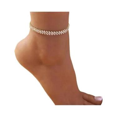 Imagem de Tornozeleira Feminina De Moda Com Zircônia Cúbica Huitan, Joia Para Os