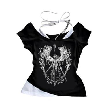 Imagem de Top Corset Retro Y2K Sem Alças Para Mulheres, Estampa Gótica Harajuku,