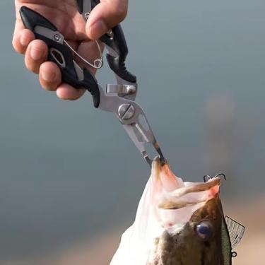 Imagem de 1 alicate de pesca multifuncional, aderência antiderrapante e remoção rápida de anzol - Ferramenta azul/preta durável para pescadores, equipamento de pesca, preto