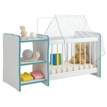 Imagem de Brinquedos Berço Boneca Infantil Cômodas Véu / Reborns/ Azul - BEN7