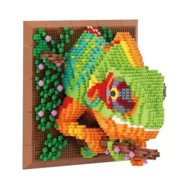 Imagem de Mural De Parede 3D De Blocos De Montar Cabeça De Tubarão Monstro DIY, 