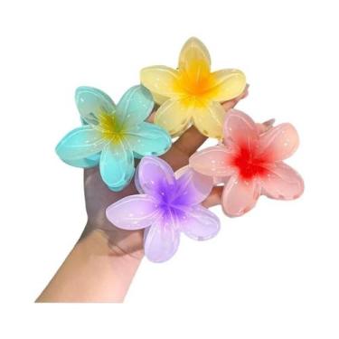 Imagem de Presilhas De Cabelo Grandes Com Flores Havaianas Para Cabelos Grossos 