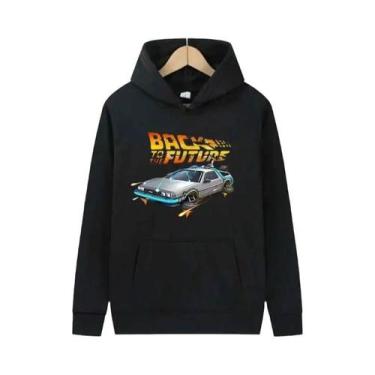 Imagem de Hoodie Retro Com Estampa De Carro DeLorean Para Homens, Manga Longa, C