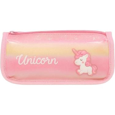 Imagem de Estojo Escolar Infantil Duplo 21cm Unicórnio Brilhoso Gliter