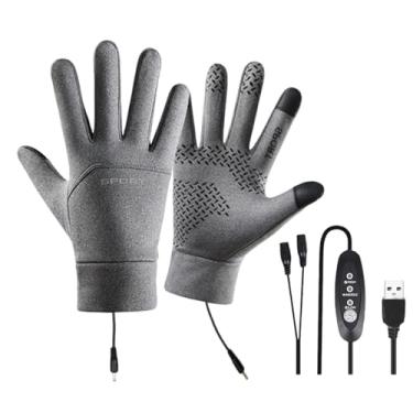 Imagem de Luvas aquecidas de inverno, luvas quentes com tela sensível ao toque USB com 3 configurações – luvas térmicas espessas, para esqui de inverno, ao ar livre, acampamento, dirigir, trilhas, clima frio