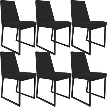 Imagem de Kit 06 Cadeiras Para Sala De Jantar L02 Suede Preto