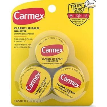 Imagem de Hidratante Labial, Classic Medicated, Pote, Kit com 3 Unidades, Carmex