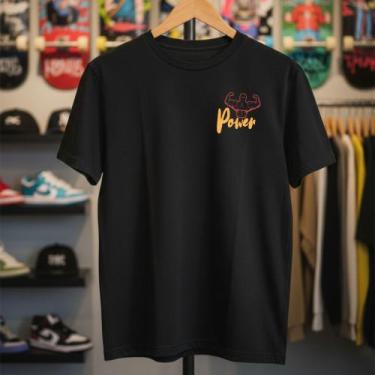 Imagem de Camiseta Masculina Esportiva Preta Academia Premium Camisa Algodão 100