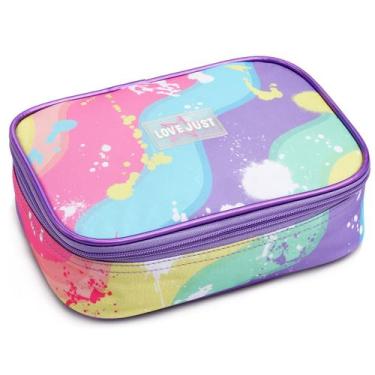 Imagem de Estojo Colorido Tie-dye Escolar Material Artes Meninas Make - Denlex