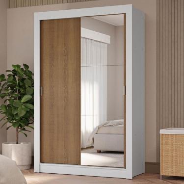 Imagem de Guarda-roupa Solteiro 2 Portas Correr 4 Gav Branco/Rústico