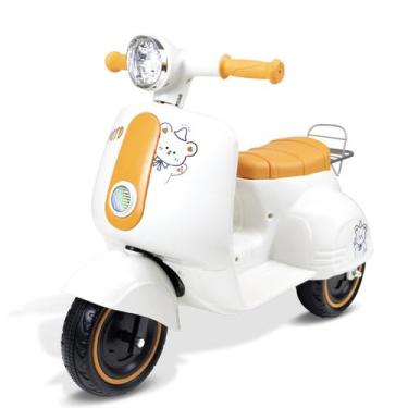 Imagem de Moto Elétrica Avespa Branca 6V Scooter Lambreta Com Bagageiro Música E