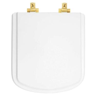 Imagem de Assento Sanitário Laqueado Soft Close Bali Branco Para Vaso Incepa Com Ferragem Dourada
