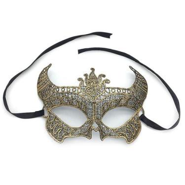 Imagem de Máscara 3D de renda dourada para Halloween, adereços de cosplay, festa
