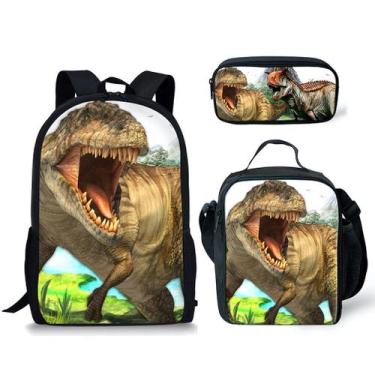 Imagem de Conjunto de mochilas Tyrannosaurus Polyester Kids Children 3 unidades 