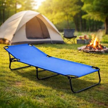 Imagem de Cama Dobrável Campanha De Aço 190cm Portátil Pescaria Praia - A Casa d