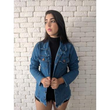 Imagem de Jaqueta Jeans Feminina Black Eagle Destroyed,  Feminino,  GG