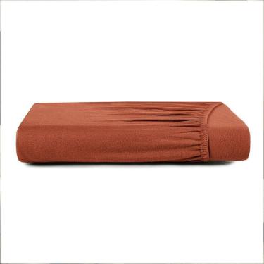 Imagem de Lençol Com Elástico Altenburg Solteiro King Malha Fio Penteado Laranja Autumn