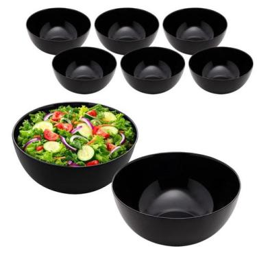 Imagem de Kit 6 Tigela Bowl De Vidro Redonda Sobremesa Preto Opaline 1,3L - CLIC