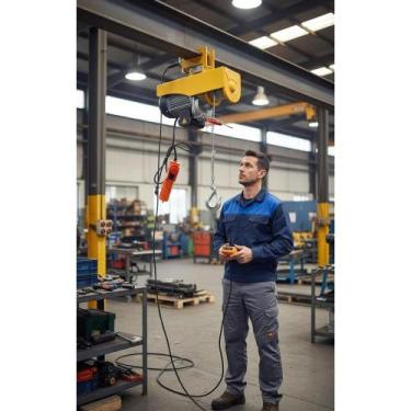 Imagem de Talha Elétrica Guincho 150/300kg 220V Amarela 12m Elevação - Congratul