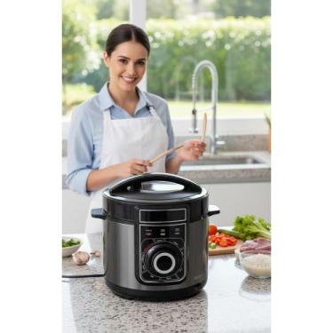 Imagem de Panela Pressão Multifuncional 5L Inox - Preto Segura Rápida - Congratu
