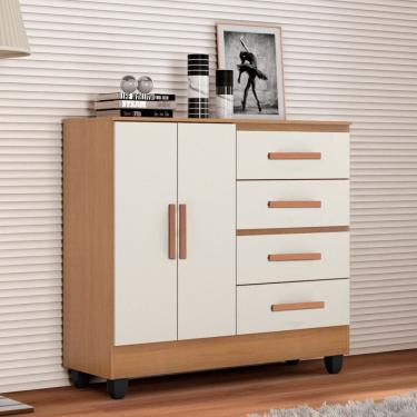 Imagem de Comoda 4 Gavetas 2 Porta com Pes Lite Moveis Leao