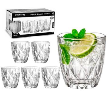 Imagem de Jogo De De Vidro Copos 280ml Diamante Para Drinks 6 Unidades - Origina