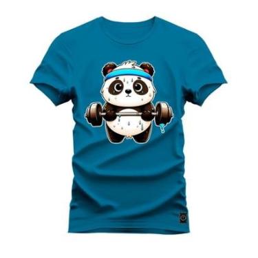 Imagem de Camiseta Plus Size Algodão Estampada Confortável Panda Fitness-Unissex