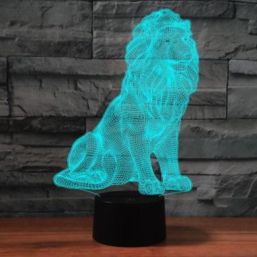 Imagem de Lâmpada 3D Lion Creative Desktop Bedroom, acrílico LED com controle re