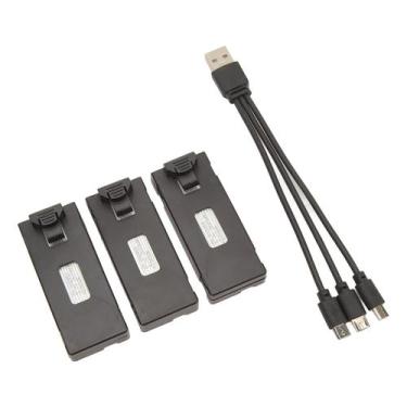 Imagem de Kit 3 Baterias E88, com Cabo de Carregamento Usb-Micro Usb, com 3 entr