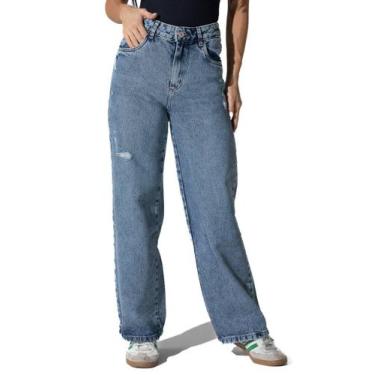 Imagem de Calça Jeans Sawary Wide Leg Petit - 282915 - Azul médio 42, Azul, 42