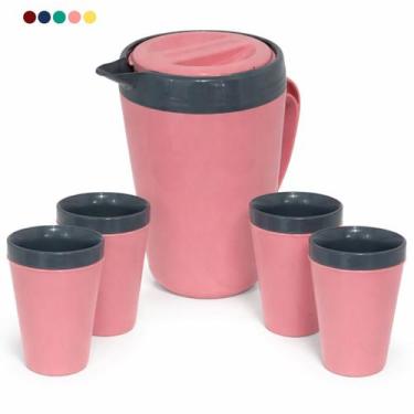 Imagem de Kit Jarra Térmica 2L Caribe 4 Copos Térmicos 350ML Munique Unitermi Be