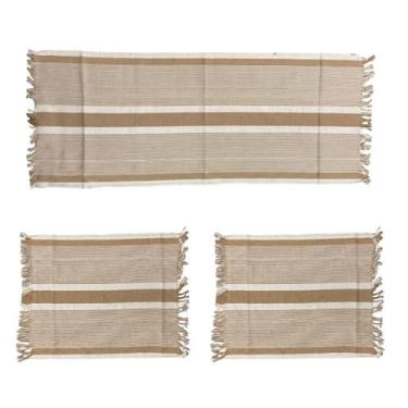 Imagem de Kit 3 Tapetes Cozinha Algodão Grosso Macio Antiderrapante + Passadeira