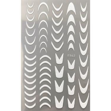 Imagem de Adesivo de Unhas F963 para Decoração DIY com Linha Francesa 3D Gradiente Azul Rosa Roxo...
