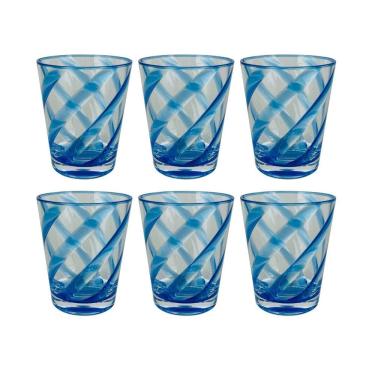 Imagem de Conjunto 6 Copos em Acrílico com Detalhes Espirais Azul 400ml RJW0030 BTC
