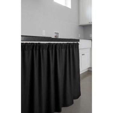 Imagem de Cortina Pia Cozinha Balcão 1,50x0,80 Preta  Elegância e Pra - Congratu