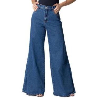 Imagem de Calça Jeans Sawary Super Wide Leg - 282149 - Azul medio 40-Feminino