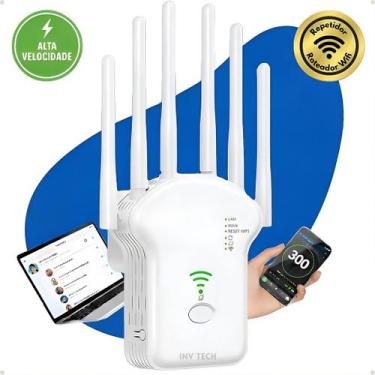 Imagem de Repetidor De Sinal Wi-fi Roteador Wireless Inv Tech 6 Antenas Longo Al