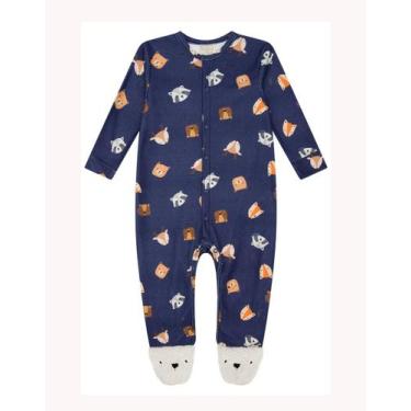 Imagem de Macacão Bebê Soft Menino Longo Azul animaizinhos Luc.boo, M